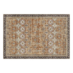 Area Rug, 1828.8x2743.2mm Large Washable Rug, Non-Slip Tear-Resistant Soft Carpet, Pet & Child Friendly Vintage Area Rugs, Indoor Mat for Bedroom, Living Room, Kids Room, Entryway, Brown Green
