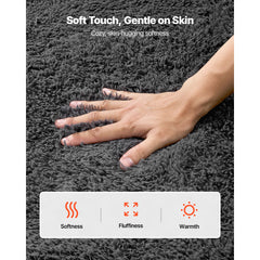 Indoor Plush Area Rugs, 1.52 x 2.44 m Soft Plush Carpet, Furry Shag Area Rugs for Living Room, Bedroom, Sunroom, Modern Home Decor Aesthetic, Non-Shedding, Non-Woven, Slip-Resistant, Dark Gray
