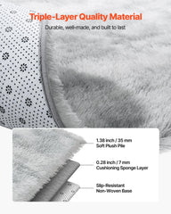 Indoor Plush Area Rugs, 1.83x2.74 m Soft Plush Carpet, FFurry Shag Area Rugs for Living Room, Bedroom, Modern Home Decor Aesthetic Long-Pile Rug, Non-Shedding, Slip-Resistant, Tie-Dye Light Gray
