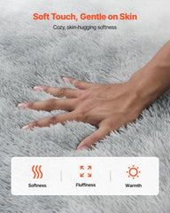 Indoor Plush Area Rugs, 1.83x2.74 m Soft Plush Carpet, FFurry Shag Area Rugs for Living Room, Bedroom, Modern Home Decor Aesthetic Long-Pile Rug, Non-Shedding, Slip-Resistant, Tie-Dye Light Gray