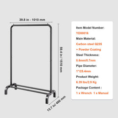 Clothes Rack, Heavy Duty Clothing Garment Rack with Hanging Rod and Bottom Storage Area, Clothing Rack for Bedroom Guest Room