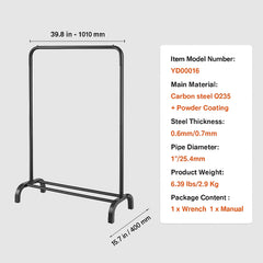 Clothes Rack, Heavy Duty Clothing Garment Rack with Hanging Rod and Bottom Storage Area, Clothing Rack for Bedroom Guest Room
