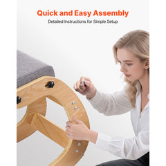 Ergonomic Kneeling Chair, Wooden Posture Knee Chair with Adjustable Thick Foam Cushions & Solid Wood Frame, Adjustable Height, Relief for Neck or Back Pain for Home, Office or Meditation, Gray