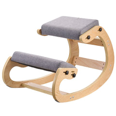 Ergonomic Kneeling Chair, Wooden Posture Knee Chair with Adjustable Thick Foam Cushions & Solid Wood Frame, Adjustable Height, Relief for Neck or Back Pain for Home, Office or Meditation, Gray