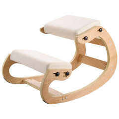 Ergonomic Kneeling Chair, Wooden Posture Knee Chair with Adjustable Thick Foam Cushions & Solid Wood Frame, Adjustable Height, Relief for Neck or Back Pain for Home, Office or Meditation, Beige