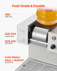 Snowflake Ice Machine, 40KG/24H Snowflake Ice Maker, Ice-Shaver Machine with Stainless Steel Blade, Electric Snow Cone Maker with 1.8L Tank, 90S Fast Pre-Cooling, for Home & Small Gatherings