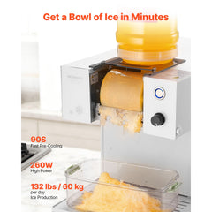 Snowflake Ice Machine, 60KG/24H Snowflake Ice Maker, Ice-Shaver Machine with Stainless Steel Blade, Electric Snow Cone Maker with 1.8L Tank, 90S Fast Pre-Cooling, for Home & Small Gatherings