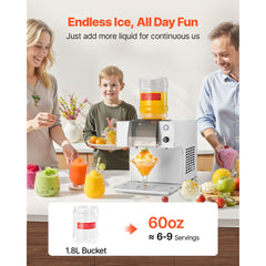 Snowflake Ice Machine, 60KG/24H Snowflake Ice Maker, Ice-Shaver Machine with Stainless Steel Blade, Electric Snow Cone Maker with 1.8L Tank, 90S Fast Pre-Cooling, for Home & Small Gatherings