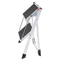 Step Ladder 2-Step 150kg Capacity, Ergonomic Folding Steel Step Stool with Wide Anti-Slip Pedal, Sturdy Step Stool for Adults Toddlers, Multi-Use for Household, Kitchen, Office, RVs