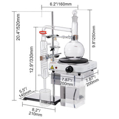 Essential Oil Distillation Kit, 500ml Distillation Apparatus, 3.3 Boro Lab Glassware Distillation Kit with 1000W Heating Plate and 24, 40 Joint, 33 pcs Set