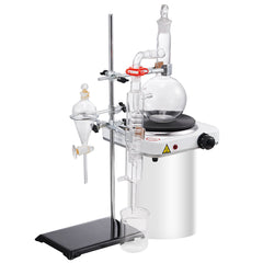 Essential Oil Distillation Kit, 500ml Distillation Apparatus, 3.3 Boro Lab Glassware Distillation Kit with 1000W Heating Plate and 24, 40 Joint, 33 pcs Set