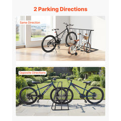 Bike Rack, Fits Tire Width 3 Inch/76.2 mm, Carbon Steel Double-Sided Grid Bike Rack Stand, Freestanding Bicycle Storage Holder for Curbside, Garage, Indoor, Outdoor Parking, 6-Bicycle Capacity
