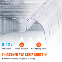 Strip Curtain, 3048 cm L x 30.5 cm W x 3 mm Thickness, Clear Ribbed PVC Curtain Strip Door Bulk Roll, Plastic Door Strips for Doorway of Supermarket, Garage, Warehouse, Barn, Pet Animal House