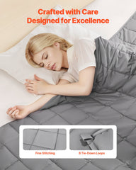 Weighted Blanket, 11 kg, 2235 x 2640 mm King Size, Cooling Breathable Heavy Blanket with Glass Beads, All-Season Use, Suitable for 113-140 kg Adults, Anxiety Stress Relief, Improve Sleep, Grey