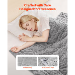 Weighted Blanket, 9 kg, 1524 x 2032 mm Queen Size, Sherpa Fleece Heavy Blanket with Glass Beads, Soft Warm Cozy Fluffy Touch, for 90-113 kg Adults, Anxiety Stress Relief, Improve Sleep, Grey