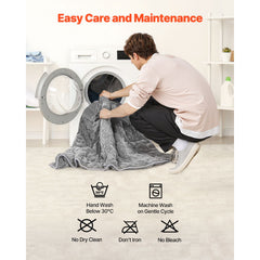 Weighted Blanket, 9 kg, 1524 x 2032 mm Queen Size, Sherpa Fleece Heavy Blanket with Glass Beads, Soft Warm Cozy Fluffy Touch, for 90-113 kg Adults, Anxiety Stress Relief, Improve Sleep, Grey