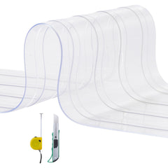 Strip Curtain, 2286 cm L x 20 cm W x 2 mm Thickness, Clear Ribbed PVC Curtain Strip Door Bulk Roll, Plastic Door Strips for Doorways of Supermarket, Garage, Warehouse, Barn, Pet Animal House