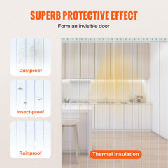 Strip Curtain, 2286 cm L x 20 cm W x 2 mm Thickness, Clear Ribbed PVC Curtain Strip Door Bulk Roll, Plastic Door Strips for Doorways of Supermarket, Garage, Warehouse, Barn, Pet Animal House