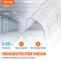 Strip Curtain, 2286 cm L x 20 cm W x 2 mm Thickness, Clear Ribbed PVC Curtain Strip Door Bulk Roll, Plastic Door Strips for Doorways of Supermarket, Garage, Warehouse, Barn, Pet Animal House