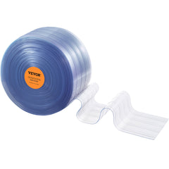 Strip Curtain, 2286 cm L x 20 cm W x 2 mm Thickness, Clear Ribbed PVC Curtain Strip Door Bulk Roll, Plastic Door Strips for Doorways of Supermarket, Garage, Warehouse, Barn, Pet Animal House