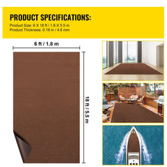Marine Carpet, 6 x 18 ft Boat Carpeting, Deep Brown Marine Grade Boat Carpet, Indoor/Outdoor Marine Carpeting with Water-Proof TPR Backing, Water-Proof Carpet Roll for Home, Patio, Porch, Deck