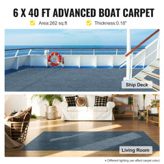 Gray Marine Carpet 6 ft x 39.3 ft Marine Carpeting Marine Grade Carpet for Boats with Waterproof Back Outdoor Rug for Patio Porch Deck Garage Outdoor Area Rug Runner Anti-Slide Porch Rug,1.8x12m