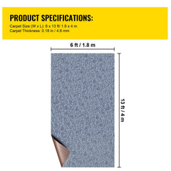 Marine Carpet 6x13ft Boat Area Rug Roll Cutpile In/Outdoor Patio Deck Gray, 1.8x4m