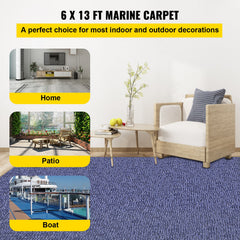 Indoor Outdoor Rug Carpet Blue 6x13ft Area Rugs Runner for Patio Deck,1.8x4m