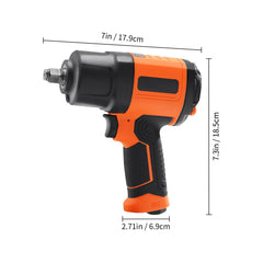 1/2-Inch Air Impact Wrench, High Torque Up to 1400 ft-lbs, Lightweight 4.6 lb Design Pneumatic Impact Gun with 11-PCS 1/2-Inch Drive CR-V Steel Impact Socket Set & Carrying Case