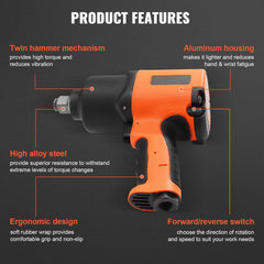 Air Impact Wrench, 3/4-Inch Drive Air Impact Gun, Up to 1870ft-lbs Nut-busting Torque, Composite Pneumatic Impact Wrench for Auto_epairs_nd_aintenance Heavy Duty