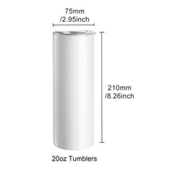 50 Pack Straight Sublimation Tumblers, 20 oz Blank Tumbler Bulk, Stainless Steel Double Wall Tumbler Cups with Straw, Lid, Brush, Base, Shrink Wrap, Gift Box, for Heat Press and Heat Transfer