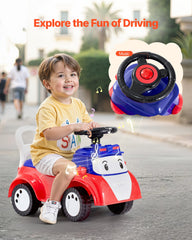 Ride On Toddler Push Car, Push Car for Toddler 19 to 36 Months, Kids Ride On Toy with Music & Under-seat Storage, 25 kg Load Capacity, Foot-to-Floor Walker for Toddlers Boys Girls, Red