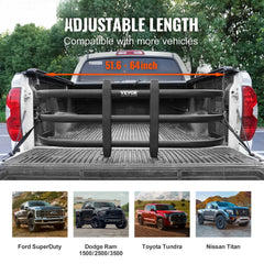 Truck Bed Extender, Aluminum Retractable Tailgate Extender, 131cm-162.6cm Adjustable Length, Fits for Ridgeline, Tacoma, Gladiator, Colorado/Canyon, Frontier, and Ranger