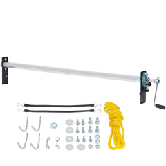 Hand Crank Tarp Roller Kit, 1.6-2.6 m Wide, Aluminum Alloy, Manual Cab Level Dump Truck Tarp Roller with 17.8 cm Sponge-Wrapped Handle, Perfect for Dump Trucks, Trailers, Trash Haulers (No Tarp)