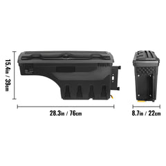 Truck Bed Storage Box, Lockable Swing Case with Password Padlock, 6.6 Gal/25 L ABS Wheel Well Tool Box, Waterproof and Durable, Compatible with Ford F-150 2015-2021, Passenger Side