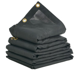 Dump Truck Mesh Tarp, 6 x 14 ft, PVC Coated Black Heavy Duty Cover with 5.5" 18oz Double Pocket, Brass Grommets, Reinforced Double Needle Stitch Webbing Fits Manual or Electric Dump Truck System