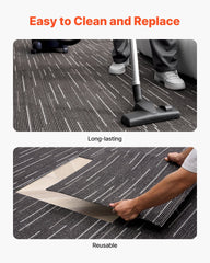 Carpet Tiles Reusable 610x610 mm, 24 PCS Modular Carpet Square Rug, Commercial Floor Soft Padded for Seamless Cover 8.9㎡, Easy DIY Replacement for Living Room Bedroom Office Indoor, Gray