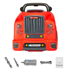 Engine Toy, 60 Pieces, Kids Mechanic Car Repair Set with Removable Parts, Lights and Sounds, Steering Wheel and Horn, Kids Mechanic Workshop Set for Toddler Ages 3 Years and Up, Red