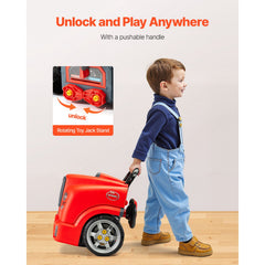 Engine Toy, 60 Pieces, Kids Mechanic Car Repair Set with Removable Parts, Lights and Sounds, Steering Wheel and Horn, Kids Mechanic Workshop Set for Toddler Ages 3 Years and Up, Red