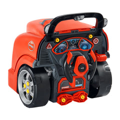 Engine Toy, 60 Pieces, Kids Mechanic Car Repair Set with Removable Parts, Lights and Sounds, Steering Wheel and Horn, Kids Mechanic Workshop Set for Toddler Ages 3 Years and Up, Red