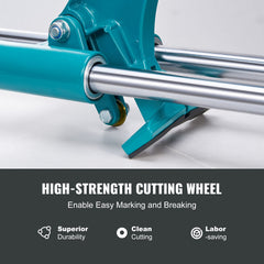 Manual Tile Cutter, 1200mm, Porcelain Ceramic Tile Cutter with Tungsten Carbide Cutting Wheel, Infrared Positioning, Anti-Skid Feet, Double Rails for professional installers or beginners