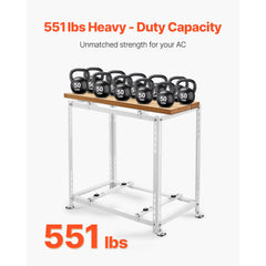 Mini Split Ground Stand, Anti-Vibration Mini Split Stand for 9000-18000 BTU Ductless Air Conditioner Heat Pump, Heavy Duty AC Base Bracket Floor Mount w/ 250kg Max. Load,Dual Levels