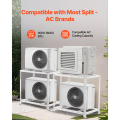 Mini Split Ground Stand, Anti-Vibration Mini Split Stand for 9000-18000 BTU Ductless Air Conditioner Heat Pump, Heavy Duty AC Base Bracket Floor Mount w/ 250kg Max. Load,Dual Levels