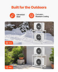 Mini Split Ground Stand, Anti-Vibration Mini Split Stand for 9000-18000 BTU Ductless Air Conditioner Heat Pump, Heavy Duty AC Base Bracket Floor Mount w/ 250kg Max. Load,Dual Levels