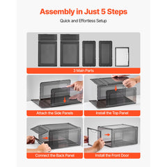 Shoe Storage Boxes, 9 Pack Clear Stackable Shoe Boxes Storage Organizers with Magnetic Door, Fit up to US Size 13, Plastic Sneaker Containers for High Heels, Boots, and Hats, Transparent Black