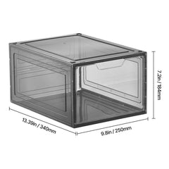 Shoe Storage Boxes, 9 Pack Clear Stackable Shoe Boxes Storage Organizers with Magnetic Door, Fit up to US Size 13, Plastic Sneaker Containers for High Heels, Boots, and Hats, Transparent Black