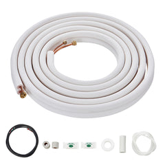4876.8mm Mini Split Line Set, 6.4 & 12.7mm O.D Copper Pipes Tubing and Triple-Layer Insulation, for Air Conditioning or Heating Pump Equipment & HVAC with Rich Accessories (18ft Connection Cable
