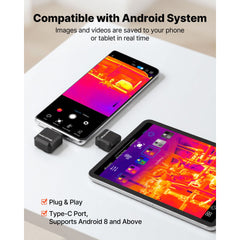 Thermal Imaging Camera for Android, 320 x 240 TISR Super Resolution, 25HZ Refresh Rate Infrared Thermal Imager for Smartphone Tablet, 160 x 120 IR Resolution, -20°C to 550°C & 15 Color Palettes