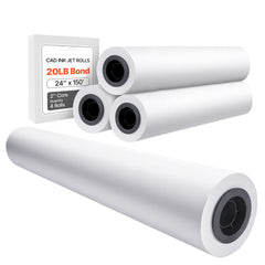 Wide Format Paper, 609.6 mm x 45.7 m Plotter Paper, 4 Rolls CAD Bond Rolls with 50.8 mm Core, 10 KG Plotter Paper Rolls, for CAD Drawings, Engineering Plans, GIS Maps & Architectural Designs