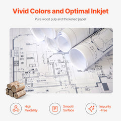 Wide Format Paper, 609.6 mm x 45.7 m Plotter Paper, 4 Rolls CAD Bond Rolls with 50.8 mm Core, 10 KG Plotter Paper Rolls, for CAD Drawings, Engineering Plans, GIS Maps & Architectural Designs
